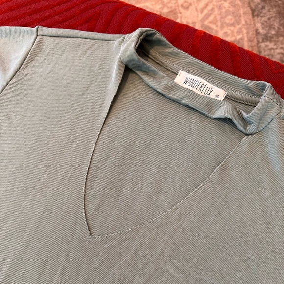 Sage Green Lightweight Ribbed Dress , WANDERLUX Medium - Picture 3 of 5